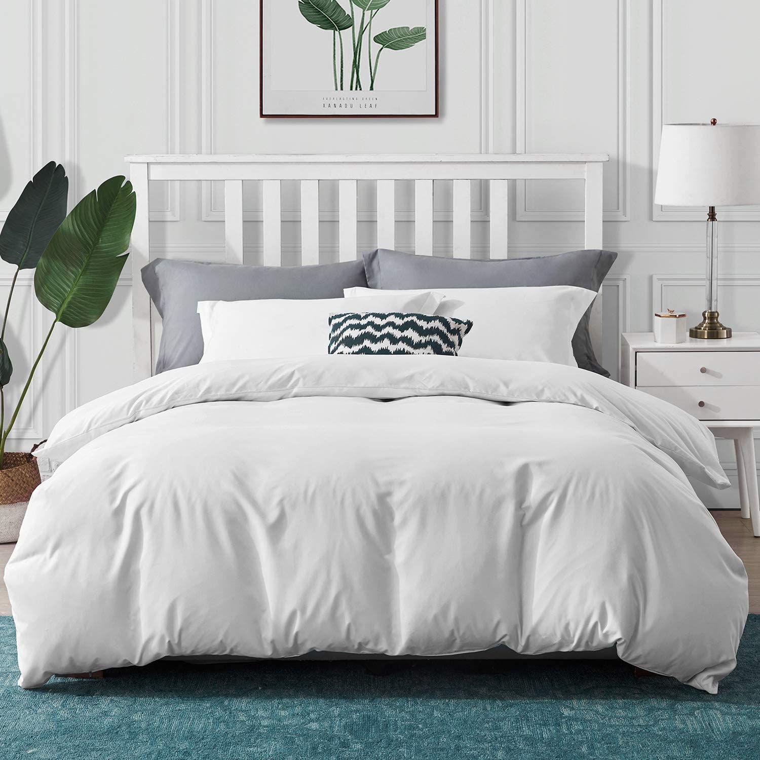 Price:$19.99 Bedding Duvet Cover Set Twin Size 3 Pcs Brushed Microfiber 1 x Duvet Cover and 2 x Pillow Shams, Ultra Soft Comforter Cover Set (White, Full/Queen 90x90) : Home & Kitchen