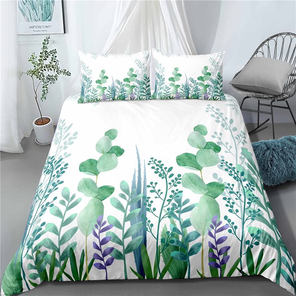 Price:$42.88 Aquatic Plants Duvet Cover Floral Bedding Set Flowers Branches Printing Green Full Size : Home & Kitchen