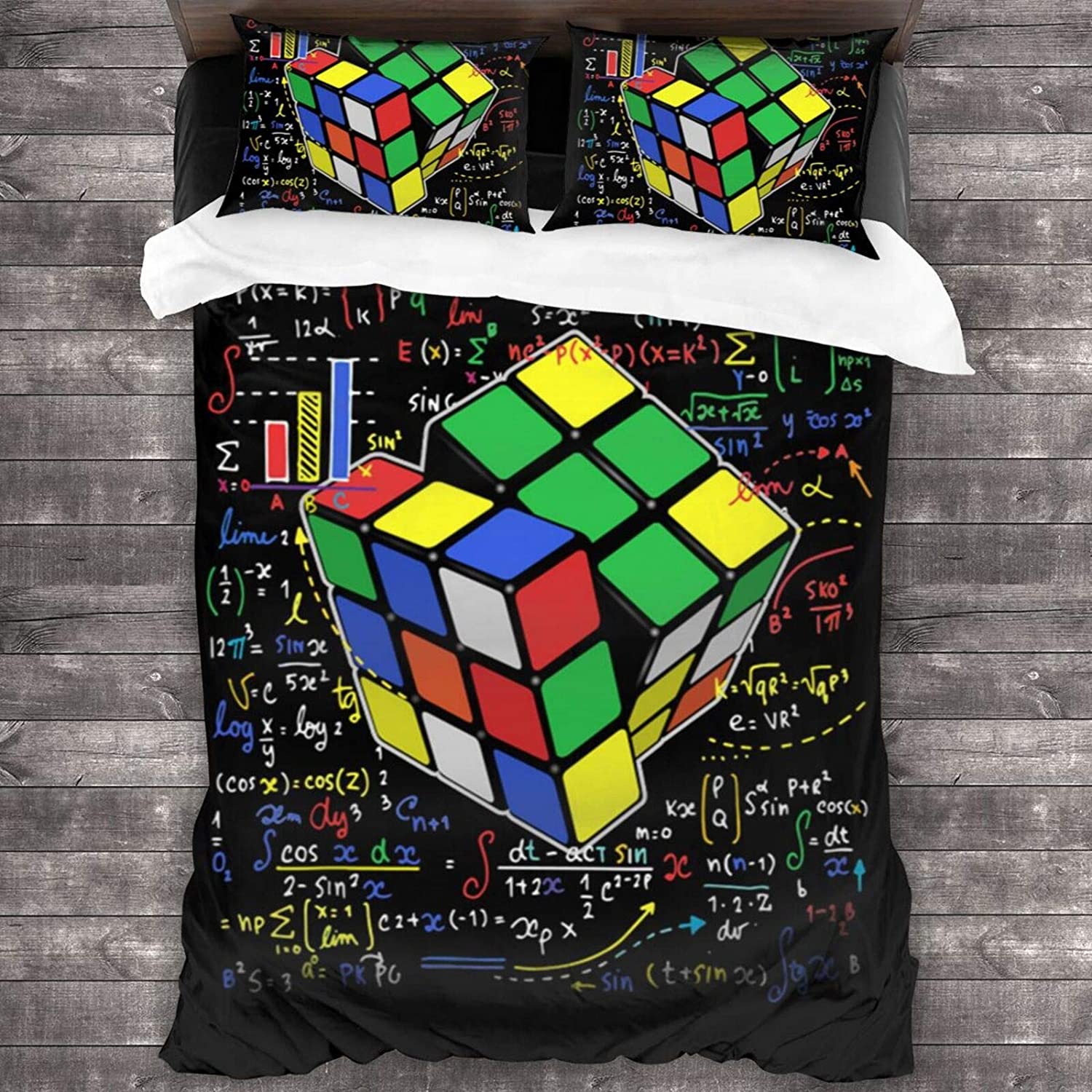 Price:$46.99 Cool Math Rubik Cube Rubix Math Lovers Gift 3-Piece Bedding Set 86"" X70 Comforter Quilt Set Twin Size Soft Duvet Cover Set with 1 Quilt Cover 2 Pillow Shams for Teens Boys Girls : Home & Kitchen