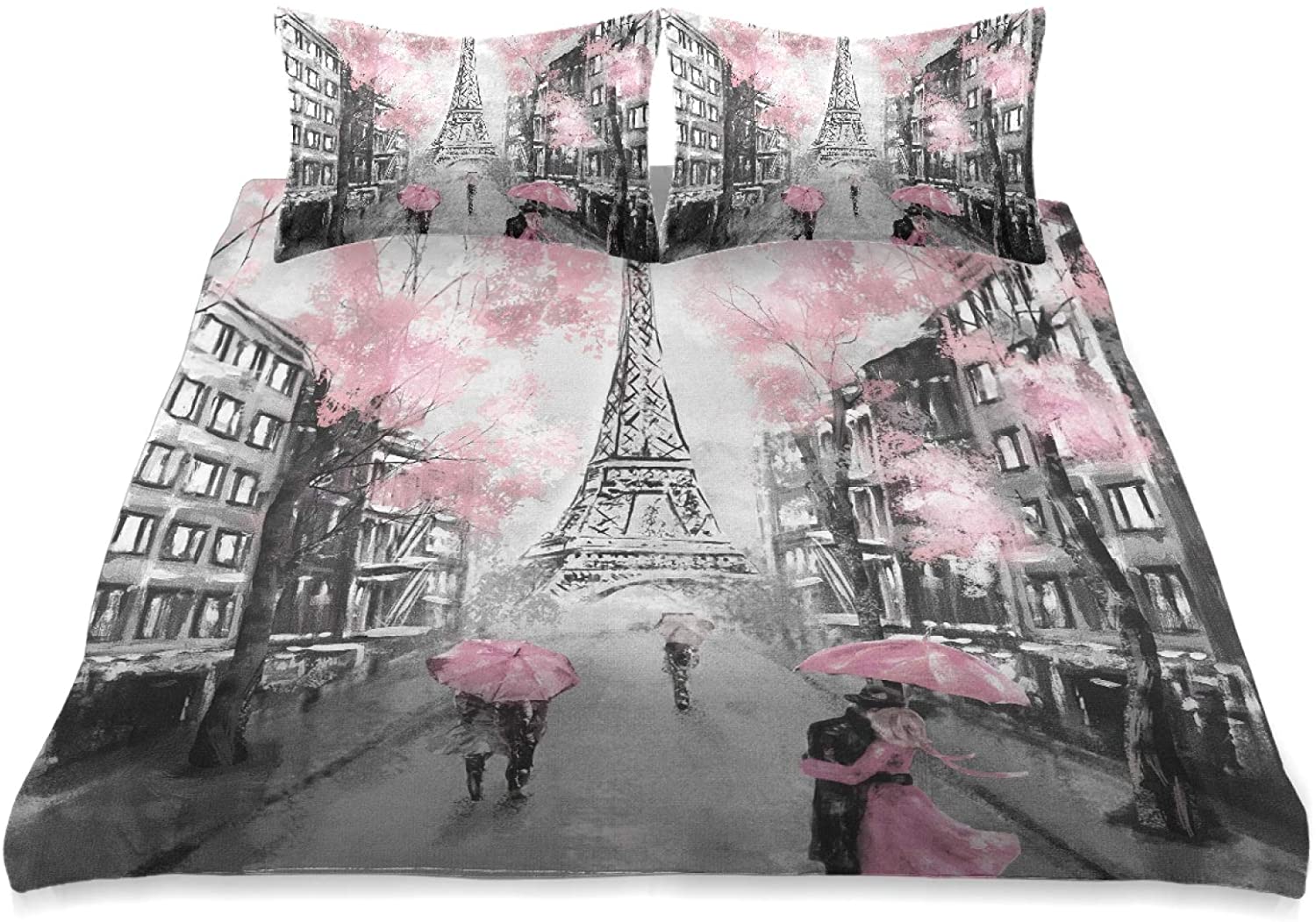 Price:$76.99 Comforter Bed Set Art Eiffel Tower Paris France King Size Cover Comforter Set Ultra-Soft Duvet Cover Set Bedding Set Cover 90x104in : Home & Kitchen