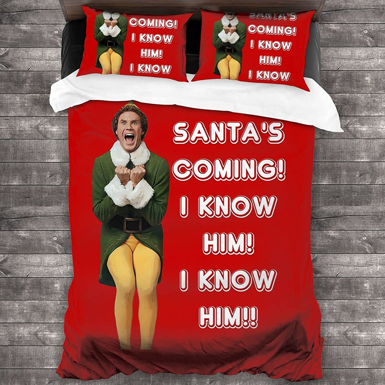 Price:$54.99 Coming! I Know Him! Elf The Movie Will Ferrell Buddy Christmas Comforter Set Twin For Boys Kids 1 Duvet Cover + 2 Pillowcase Unique Design Wrinkle & Fade Resistant 3 Pieces Bed Duvet Cover Set : Home & Kitchen