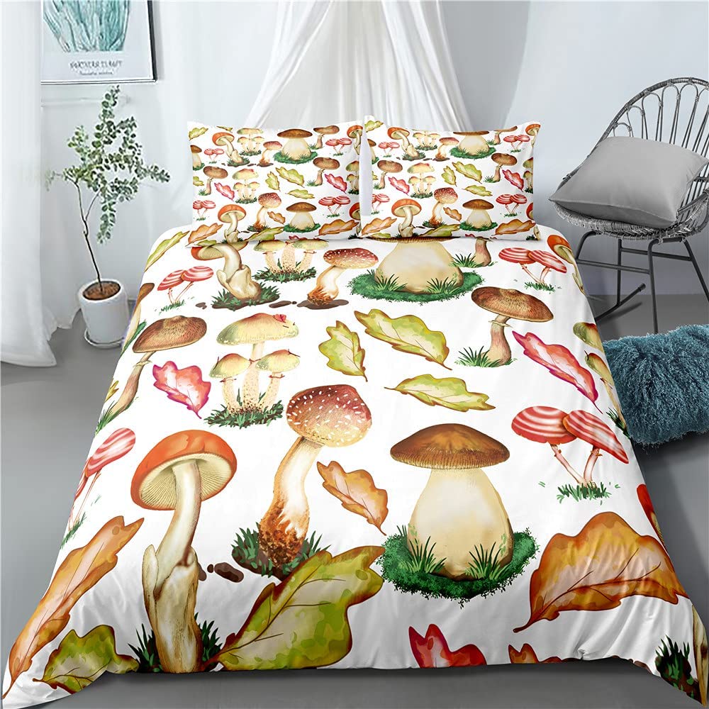 Price:$46.99 Colorful Mushroom Bedding Set Girls Boys Comforter Cover Kids Duvet Cover Sets Bedroom Decor (1Duvet Cover +2Pillowcases) No Comforter : Home & Kitchen