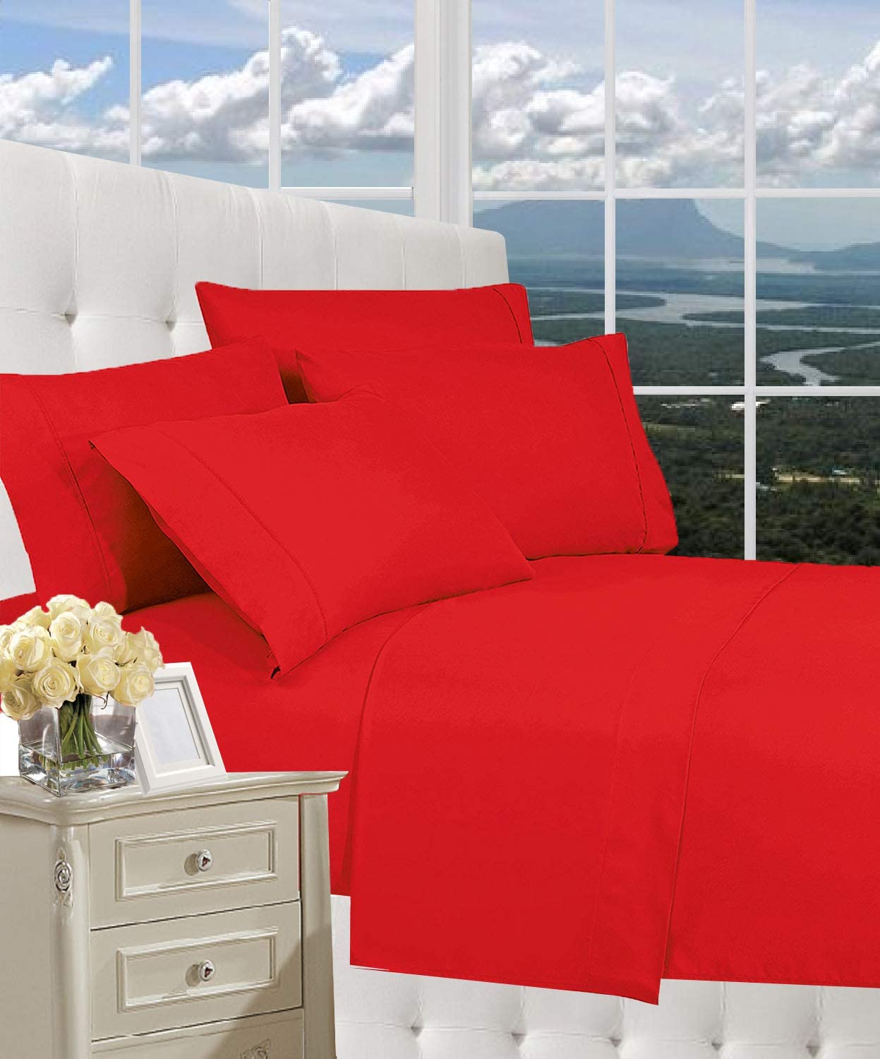 Price:$23.99 Duvet Cover Set on Amazon! Celine Linen 1800 Thread Count Egyptian Quality Wrinkle Free 3-Piece Duvet Set 100% , Full/Queen - Red : Home & Kitchen