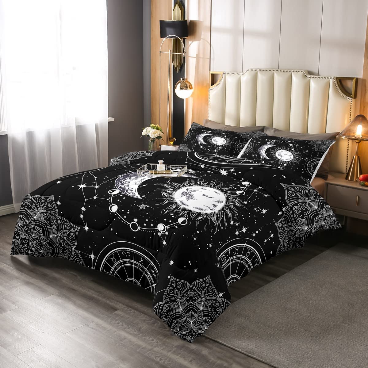 Price:$56.99 Galaxy Bedding Set Constellation Comforter Set for Kids Boys Girls Teens Gothic Style Boho Mandala Comforter Breathable Sun and Moon Duvet Set Black White Room Decor Quilt Set Queen Size : Home & Kitchen