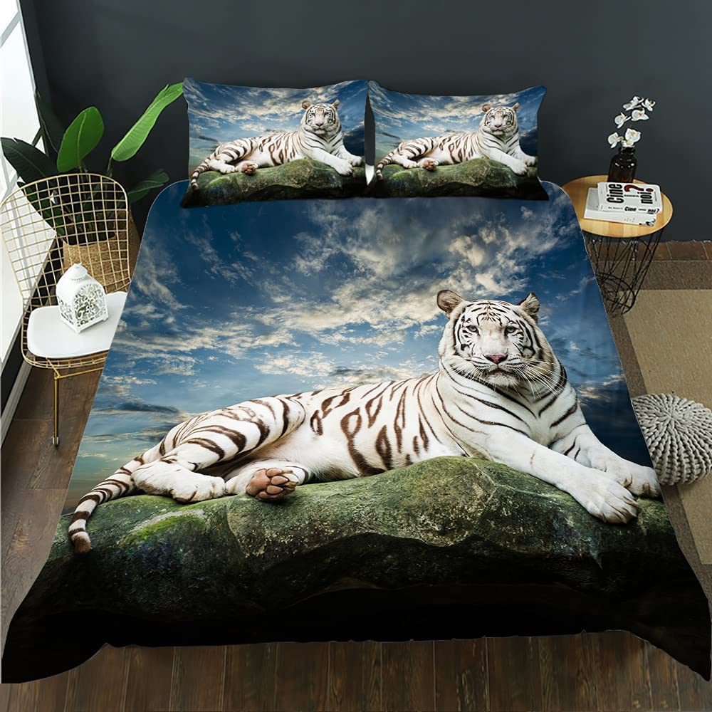 Price:$25.90 3D Printing Big cat Bedding Set Full Size Tiger Print for Kids Boys Teens Duvet Cover Set 3 Pieces.(BFW48,Twin ) : Home & Kitchen