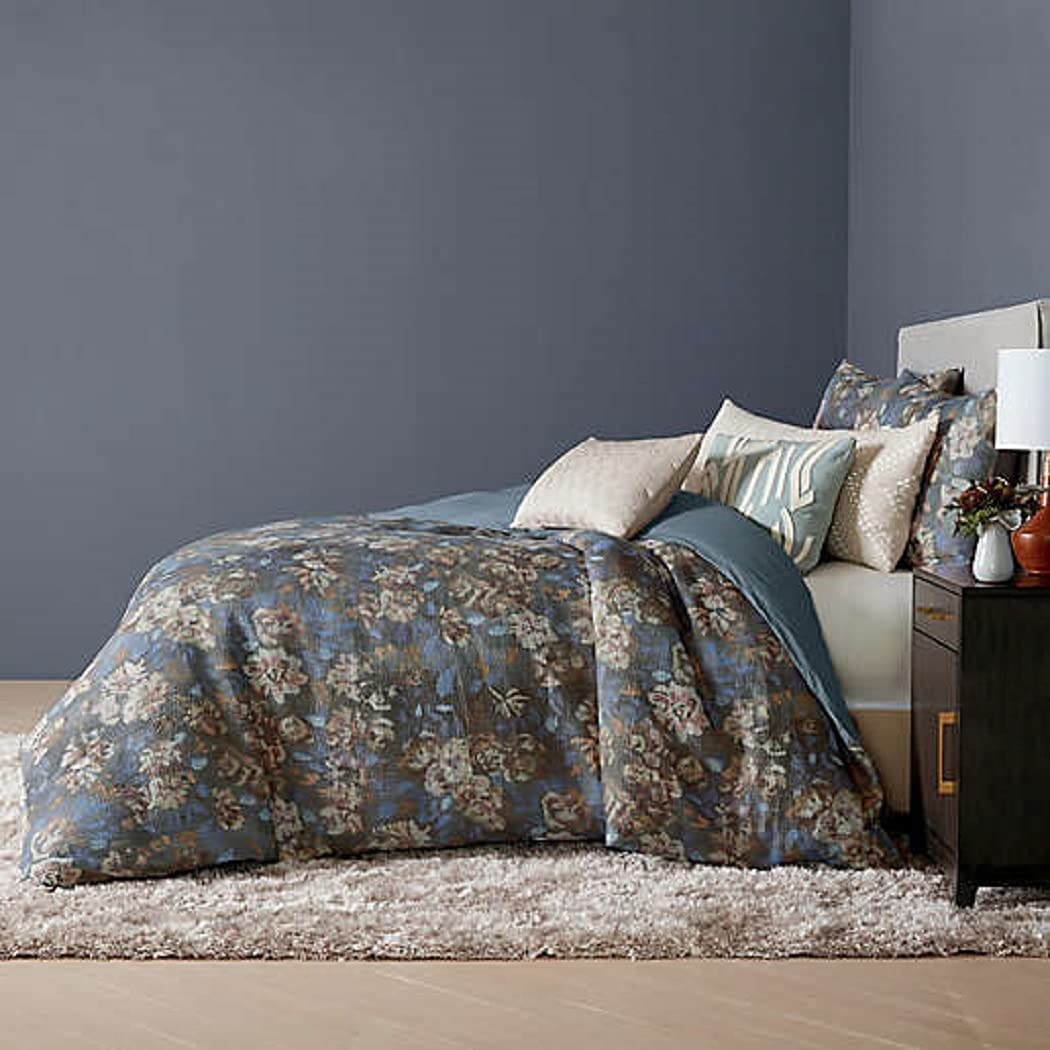 Price:$51.99 Floral Watercolor 3-Piece Full/Queen Duvet Cover Set in Navy : Home & Kitchen