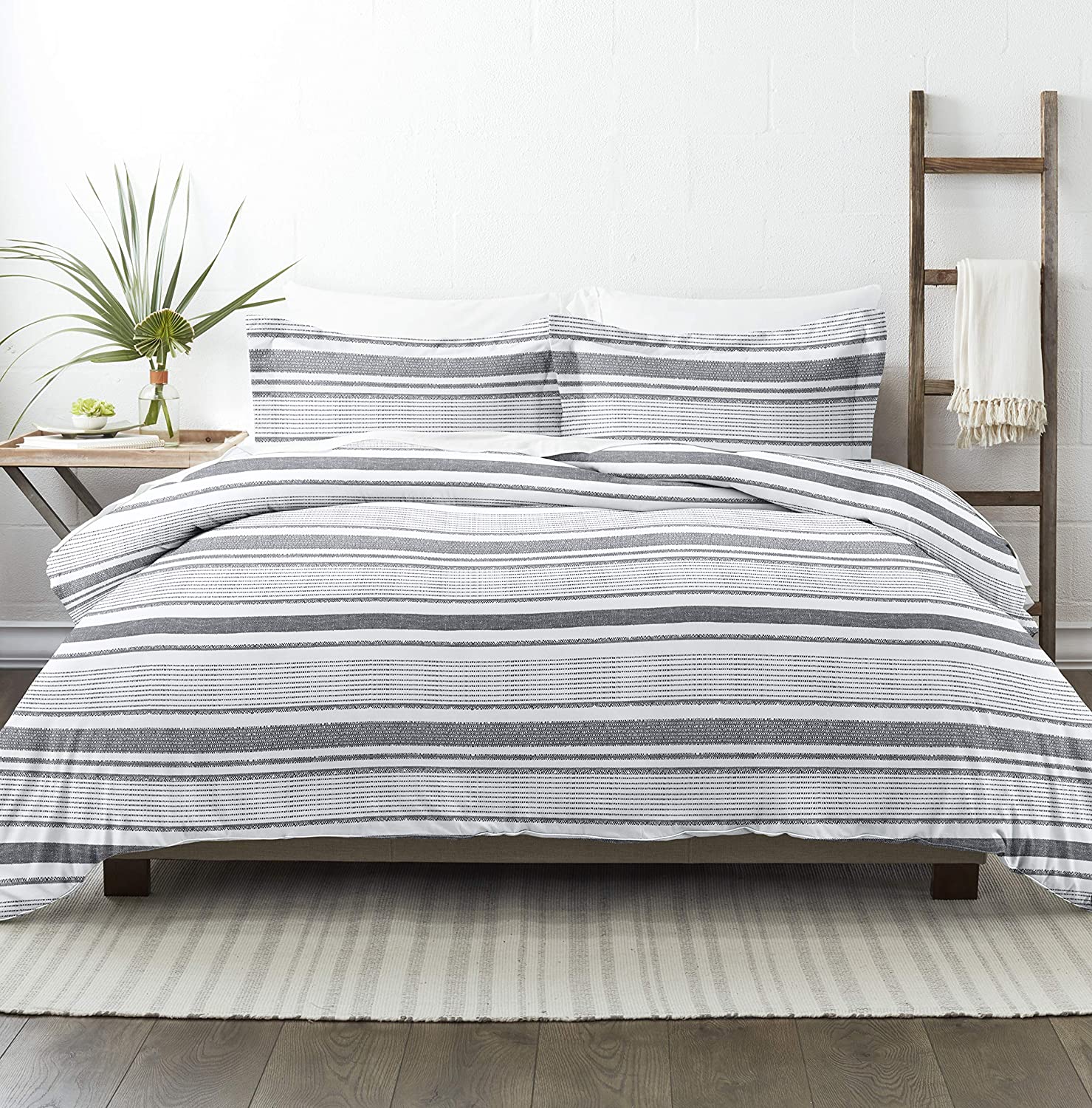 Price:$45.99 Market Premium Ultra Soft Vintage Stripe Pattern 3 Piece Duvet Cover Set Twin/Twin Extra Long Light Gray : Home & Kitchen