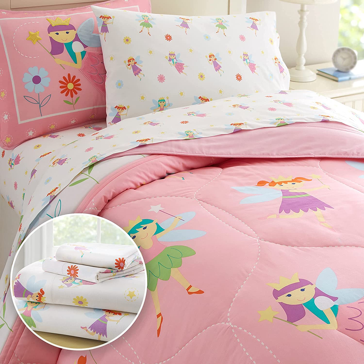Price:$128.23 Full Cotton Duvet Cover & Sheet Set Bundle (Fairy Princess) : Home & Kitchen