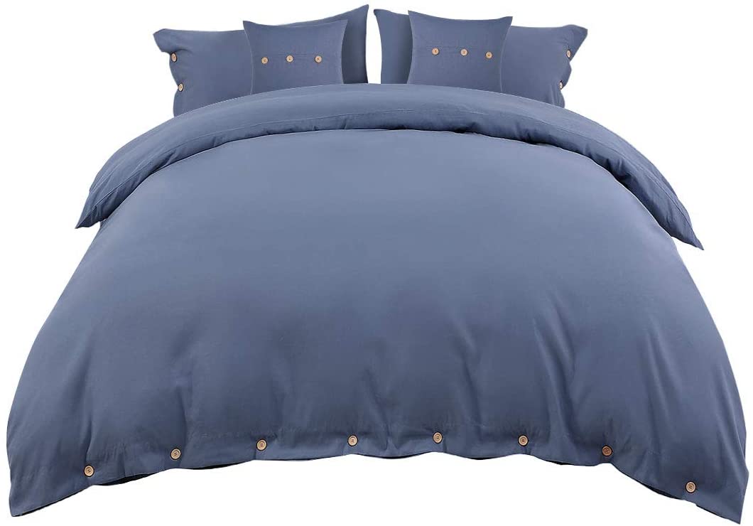 Price:$26.49 Duvet Cover Set,Bedding 5 Piece Set with Button Closure,110gsm Soft Microfiber Comforter Cover Set(1 Duvet Cover+2 Pillowcases+2 Throw Pillow Covers), Queen(90"X90") Blue : Home & Kitchen