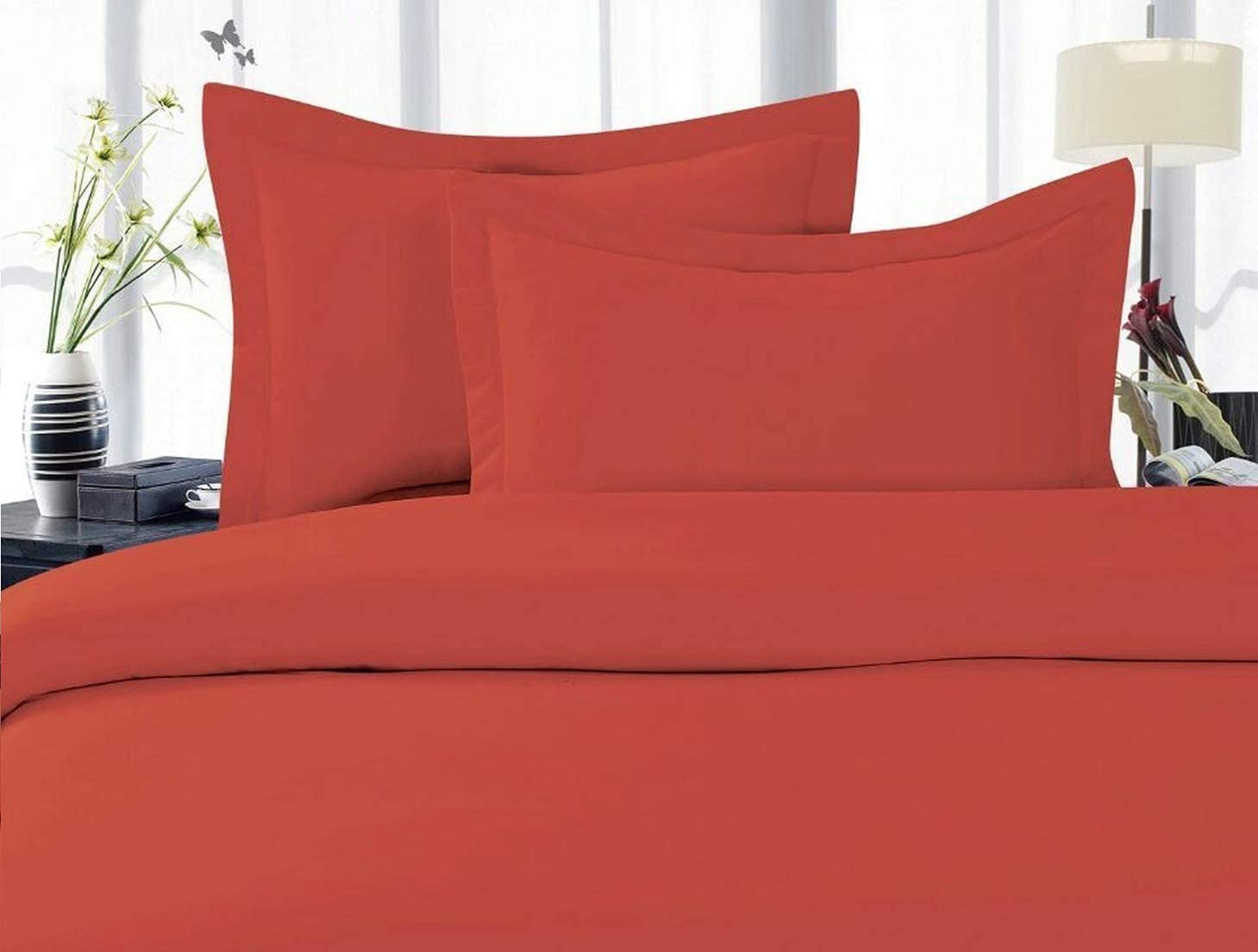 Price:$22.99 Linen Best, Softest, Coziest Duvet Cover Ever! 1500 Thread Count Egyptian Quality Luxury Super Soft Wrinkle Free 3-Piece Duvet Cover Set , Full/Queen, Rust / Orange : Home & Kitchen