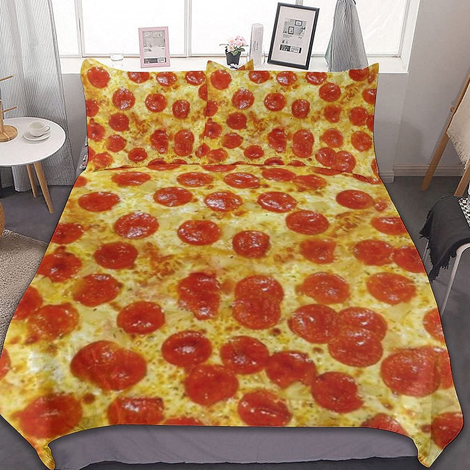 Price:$39.99 Food Pepperoni Bedding Sets Quilt Set Lightweight Duvet Comforter Set Cover Set for All Season 3 Pieces Queen/Twin Size（1 Quilt Cover + 2 Pillowcases） 86"x70" : Home & Kitchen