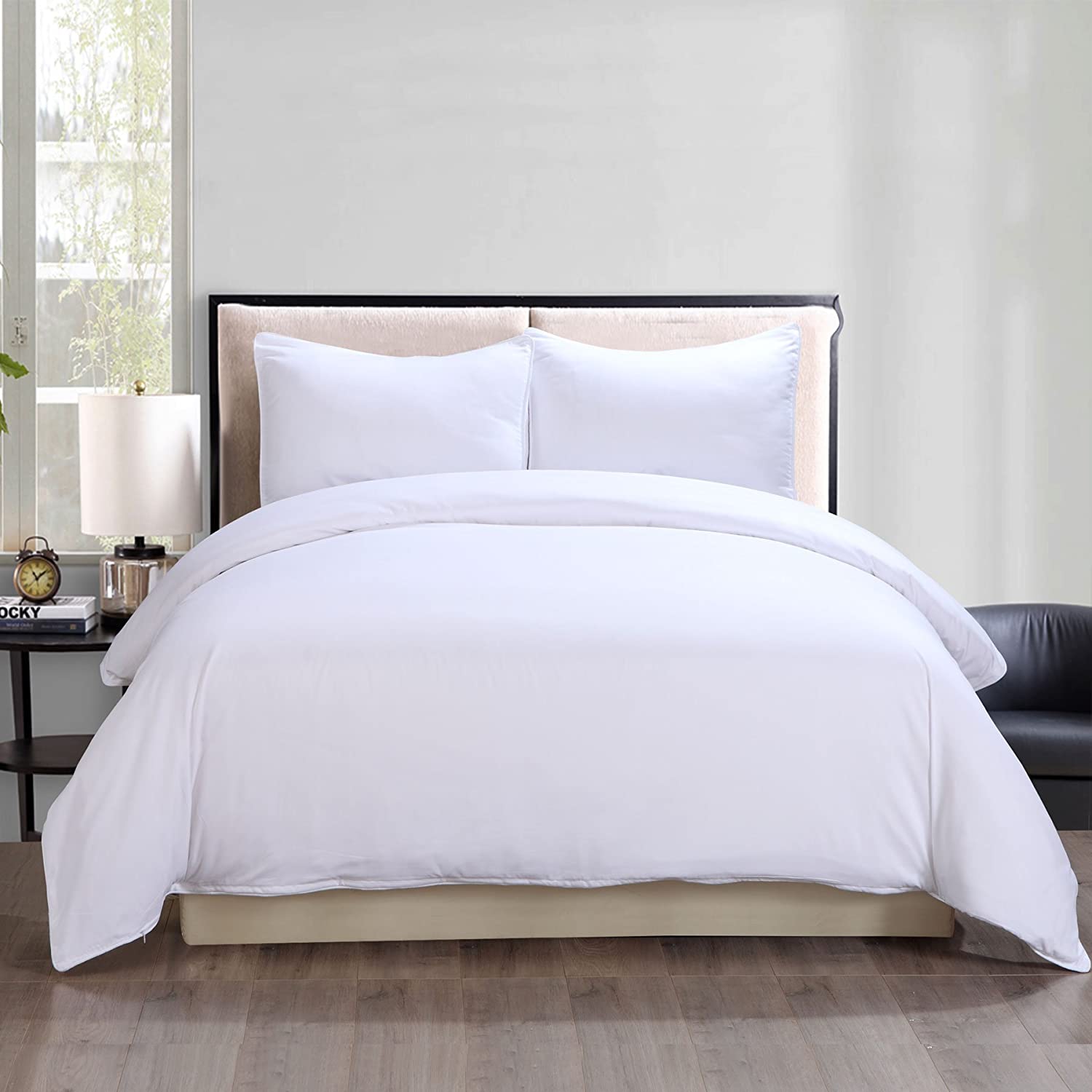 Price:$61.89 Home Water and Stain Resistant Microfiber Duvet Cover Mini Set, Full/Queen, White : Home & Kitchen