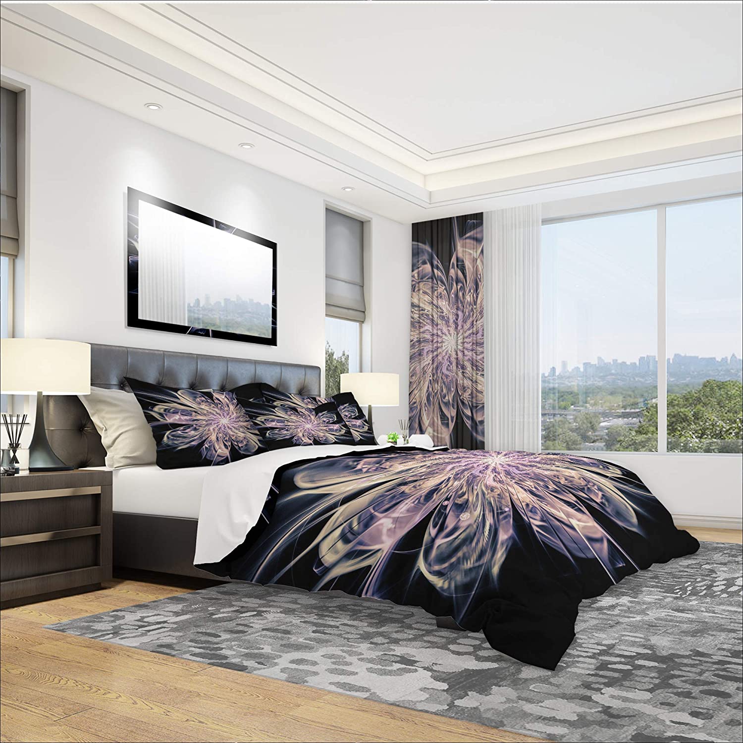 Price:$120.04 'Blue Fractal Flower Petals' Modern & Contemporary Duvet Cover Set : Home & Kitchen