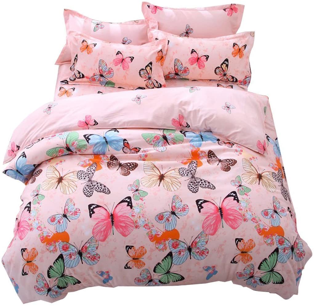 Price:$31.96 Butterfly Bedding Set- Girls Soft Bedding DUVET COVER-Pink Butterflies Floral Patterns,Hypoallergenic,Microfiber -1 Duvet Cover + 1 FLAT Sheet + 2 Pillowcases JUST COVER NOT COMFORTER : Home & Kitchen
