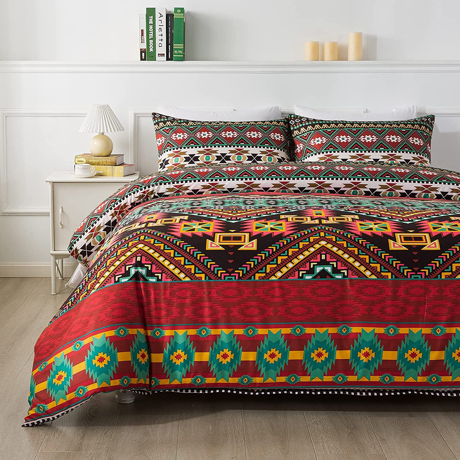 Price:$19.90 Boho Chic Bedding Hippe Aztec Twin Size 2 Piece Duvet Cover Set Zipper Corner Ties : Home & Kitchen