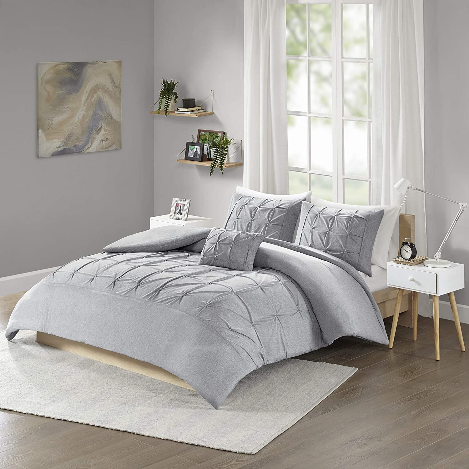 Price:$45.99 Design Casey Jersey Ultra Soft Microfiber Tufted Solid 3 Piece Duvet Cover Set Teen Bedding, Twin/Twin XL Size, Grey : Home & Kitchen