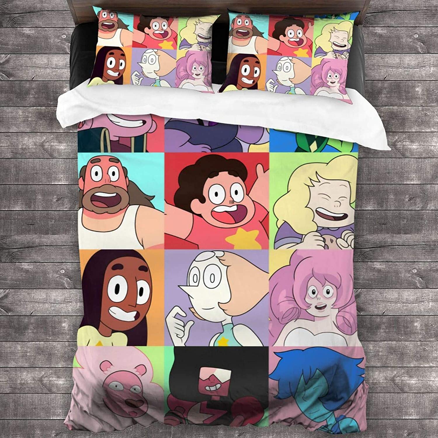 Price:$46.99 3 Piece Bedding Set 86”x70，Steven Universe Suitable for Children in Adult beds or Dormitories,Super Soft Duvet Cover with 2 Pillowcases : Home & Kitchen