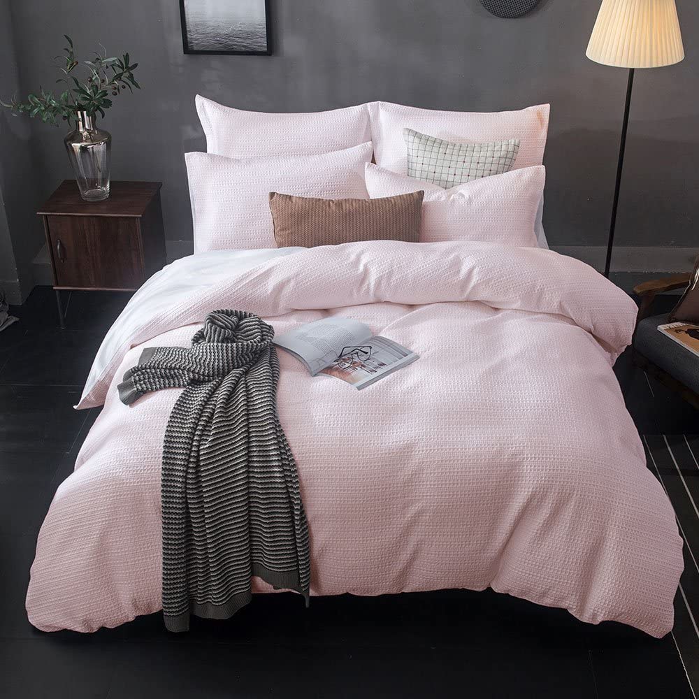 Price:$59.99 Cotton Duvet Cover Set,100% Cotton Sand Washed Cotton Waffle Weave Bedding Set,3 Pieces(1 Duvet Cover with 2 Pillowshams) - Full/Queen : Home & Kitchen