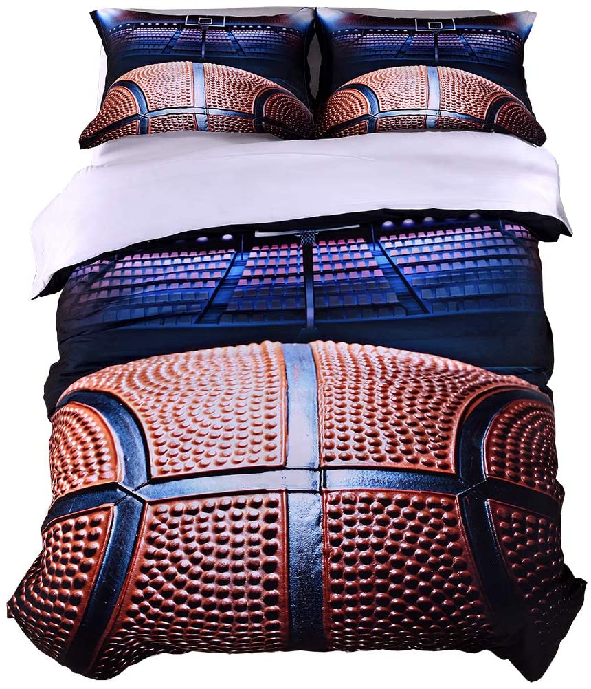 Price:$29.99 3D Basketball Printing Bedding Sets 3-Piece Full Duvet Cover Set 3D, Thin but Durable Microfiber Polyester Bed Set Including 1pc Duvet Cover, 2pc Pillowcases (Not Include Comforter) : Home & Kitchen