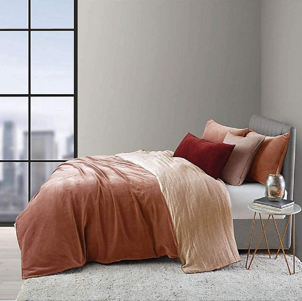 Price:$69.98 & Oliver 2-Piece Velvet Twin Duvet Cover Set in Rose : Home & Kitchen