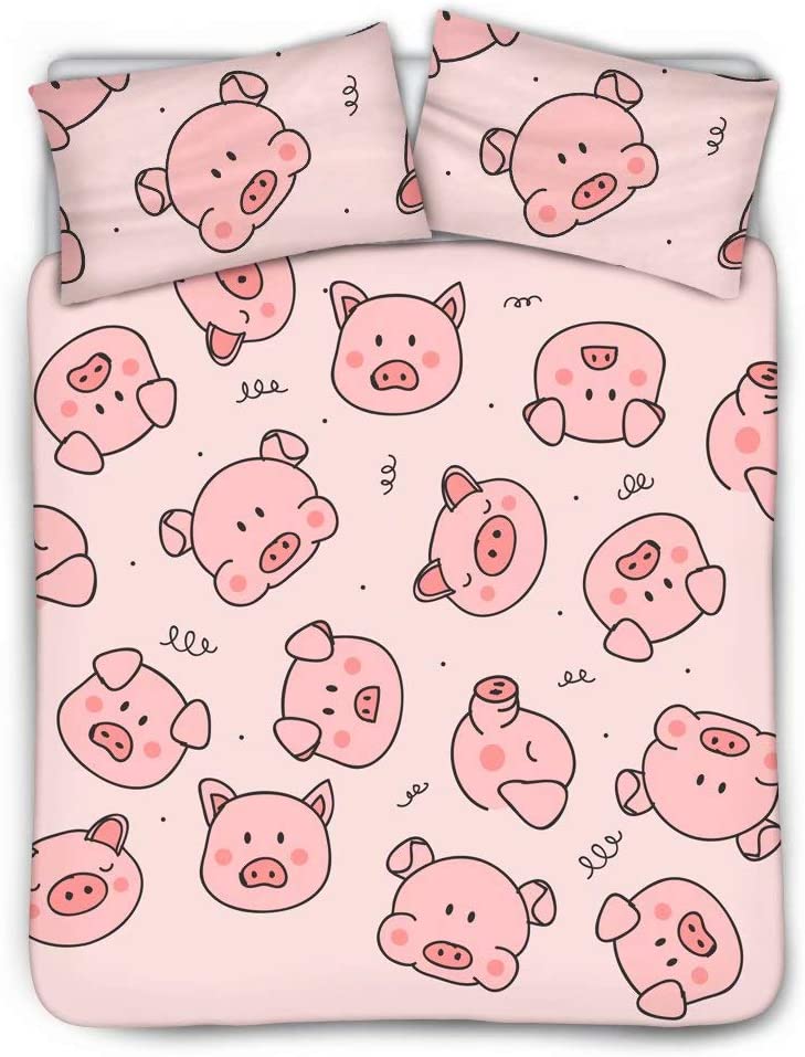 Price:$38.99 Pink Piggy Kids Bedding Sets Soft Comfy Duvet Cover 3-Piece Set Gifts for Teen Girls : Home & Kitchen