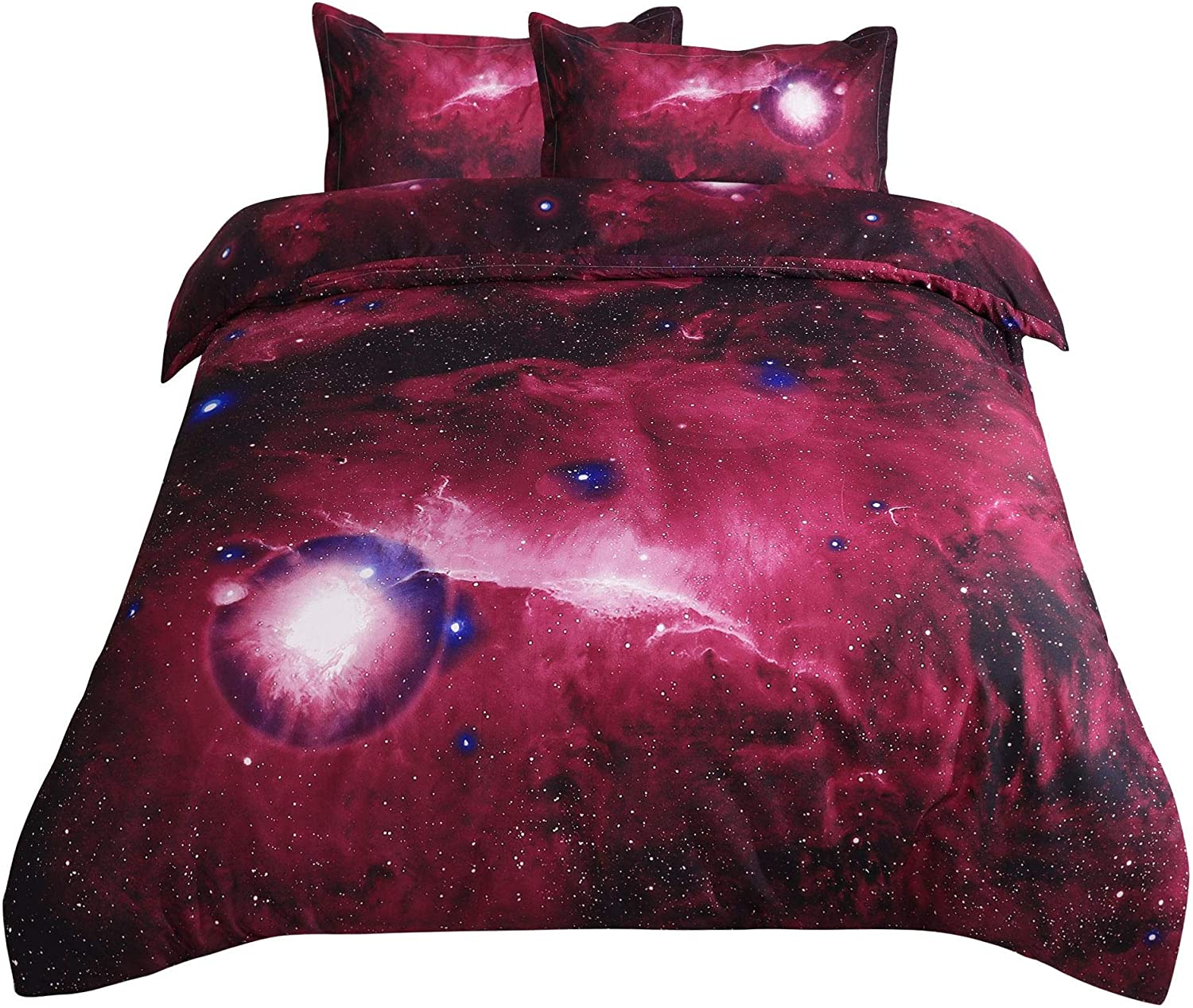 Price:$34.29 3-Piece Galaxies Red Duvet Cover Sets - 3D Printed Space Themed - 100% Polyester - All-Season Reversible Design - Includes 1 Duvet Cover, 2 Pillow Shams,Queen : Home & Kitchen