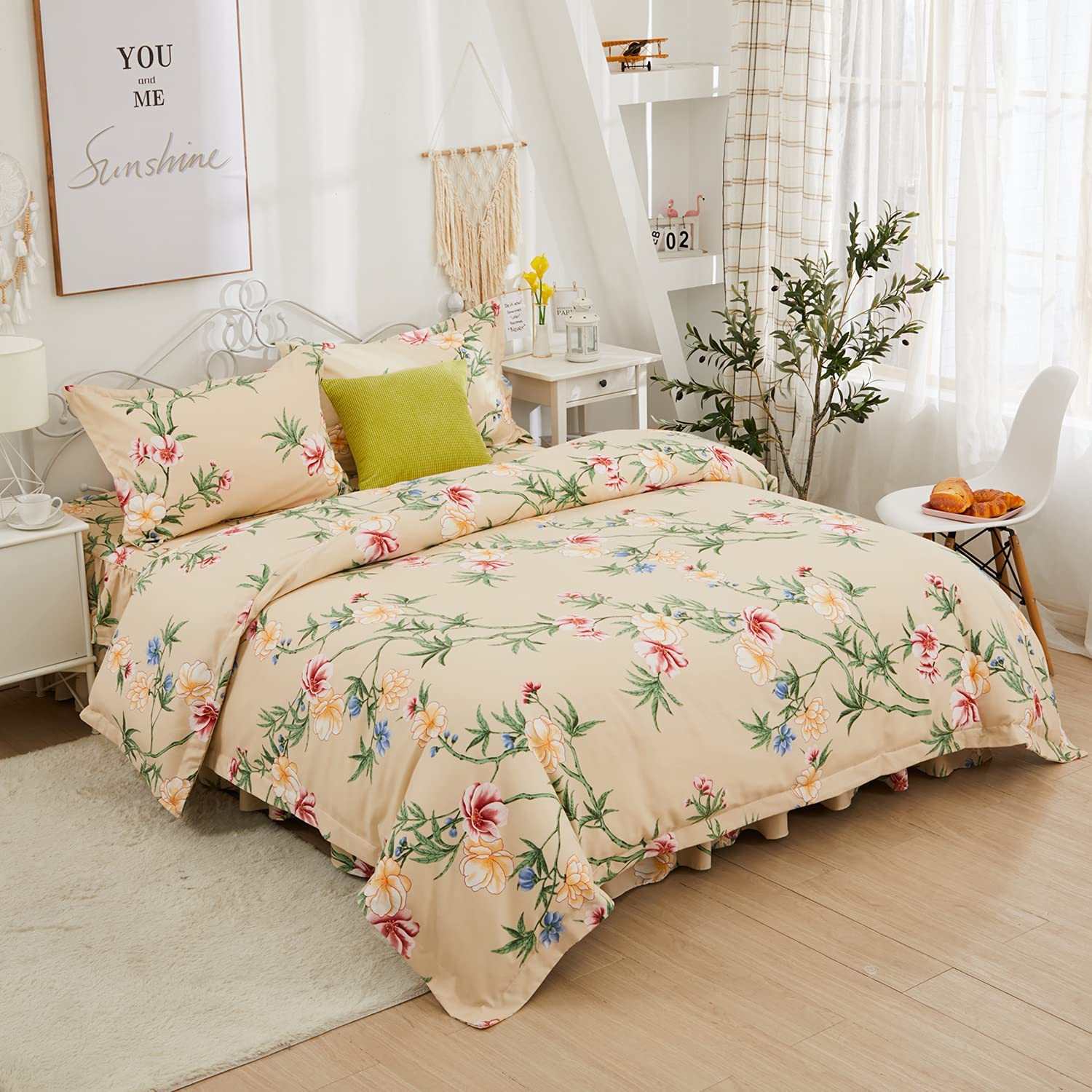 Price:$58.00 Botanical Floral Duvet Cover Queen - 100% Cotton Cactus Bedding Set with 2 Pillowcases Elegant Garden Floral , Urban Zipper Chic Gorgeous Flower Duvet Cover … : Home & Kitchen