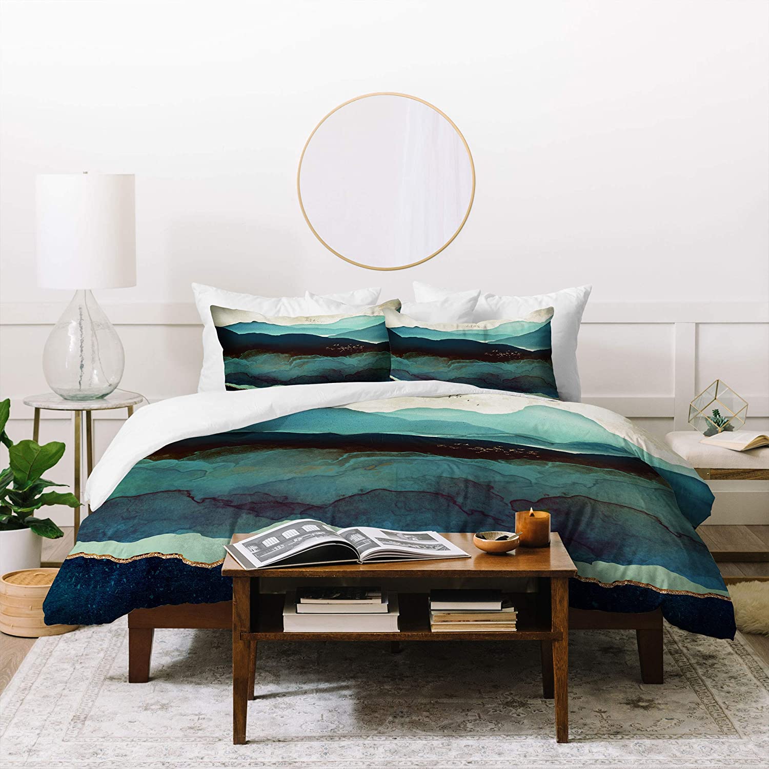 Price:$179.00 SpaceFrogDesigns Indigo Mountains Duvet Cover Set, 104" x 88", Pillowcases: 40" x 20”, Multi : Home & Kitchen