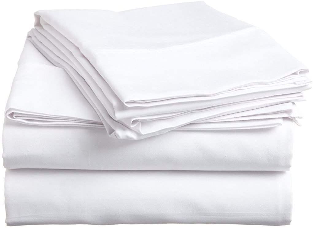 Price:$45.19 Bed Sheets 4 Piece Set 400 Thread Count 100% Extra Long Staple Luxurious & Hypoallergenic Bedding Hotel & Home Collection Deep Pocket 10-18 inches (Twin-XL,White Solid) : Home & Kitchen
