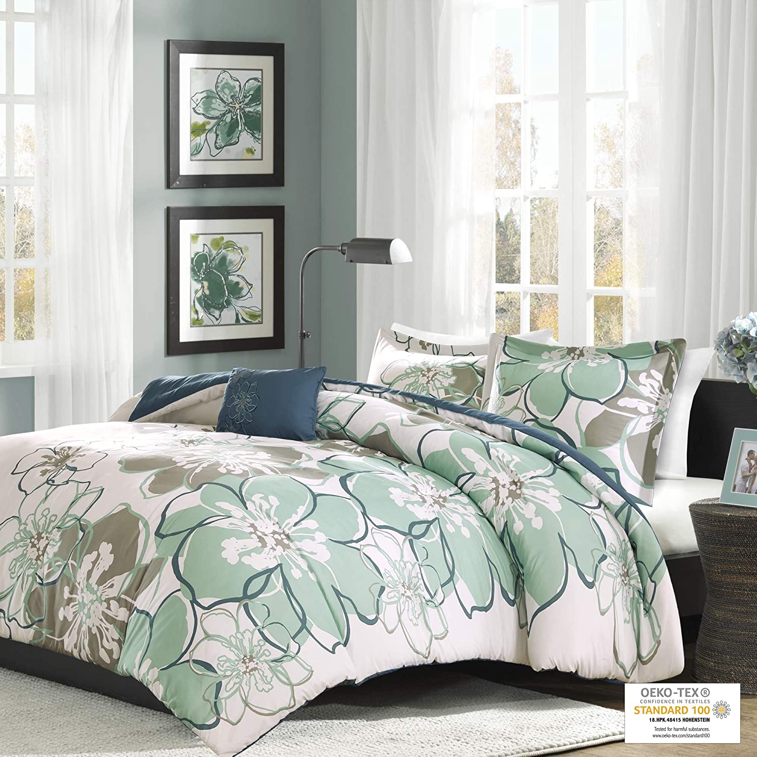Price:$28.32 ZONE Allison Teen Duvet Covers, Ultra Soft Microfiber Girls Bed Sets, Full/Queen, Blue/Grey : Home & Kitchen