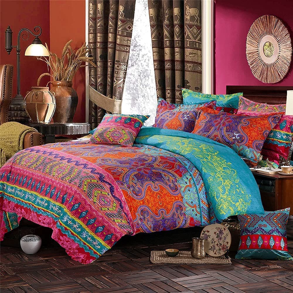 Price:$25.50 Bohemian Duvet Cover Set, Mandala Boho Quilt Cover, Lightweight Floral Soft Microfibre 1 Comforter Cover 2 Pillowcases (3 Piece, Queen Size) : Home & Kitchen