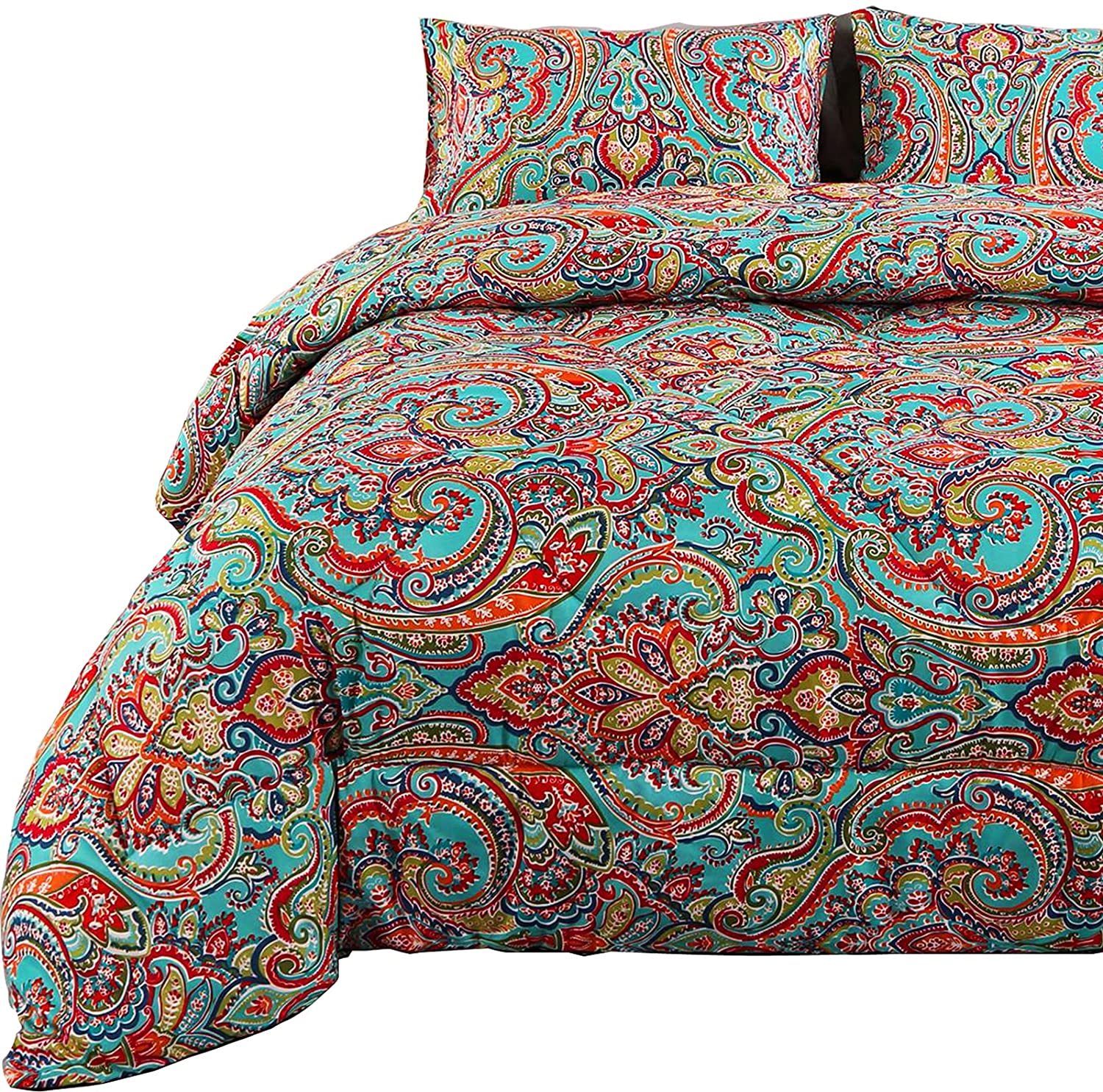 Price:$40.99 3PCS Paisley Bedding Comforter Set Queen Vintage European Floral Bed Set Colorful Gorgeous Duvet with 2 Shams Lightweight Reversible Bedspread for Teen Girls and Woman (Paisley-1, Queen-3Pcs : Home & Kitchen