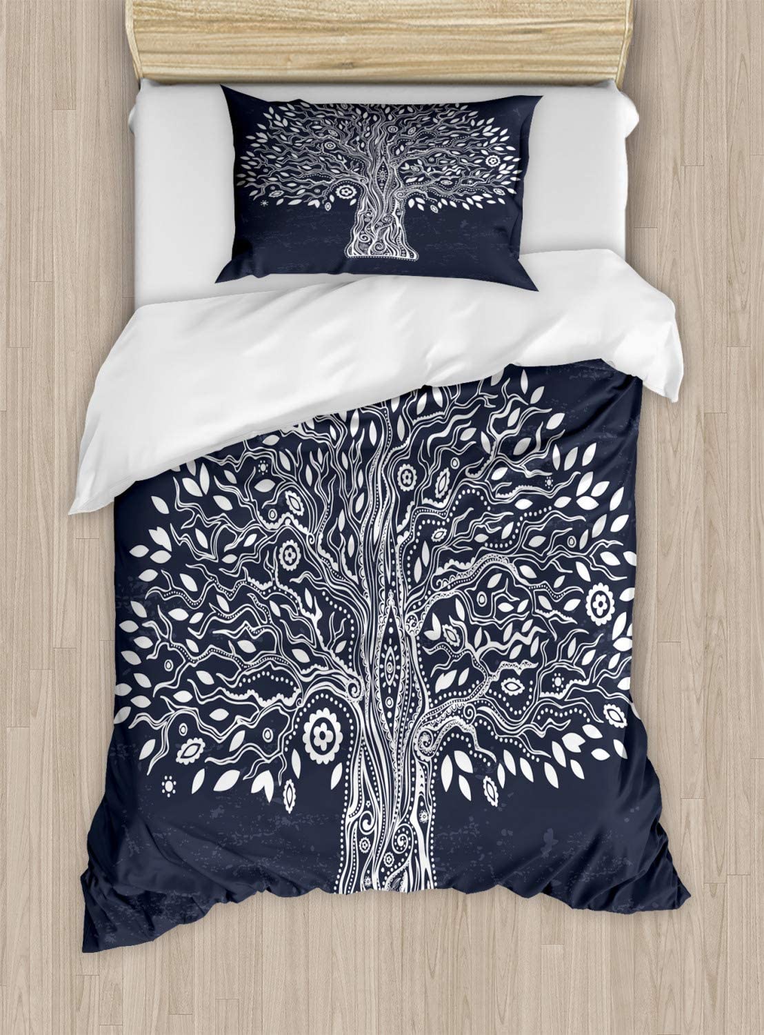 Price:$29.96 Tree of Life Duvet Cover Set, Abstract Branches Illustration of Oriental Themed Harmonious Design Mother Nature Art, Decorative 2 Piece Bedding Set with 1 Pillow Sham, Twin Size, Grey White : Home & Kitchen