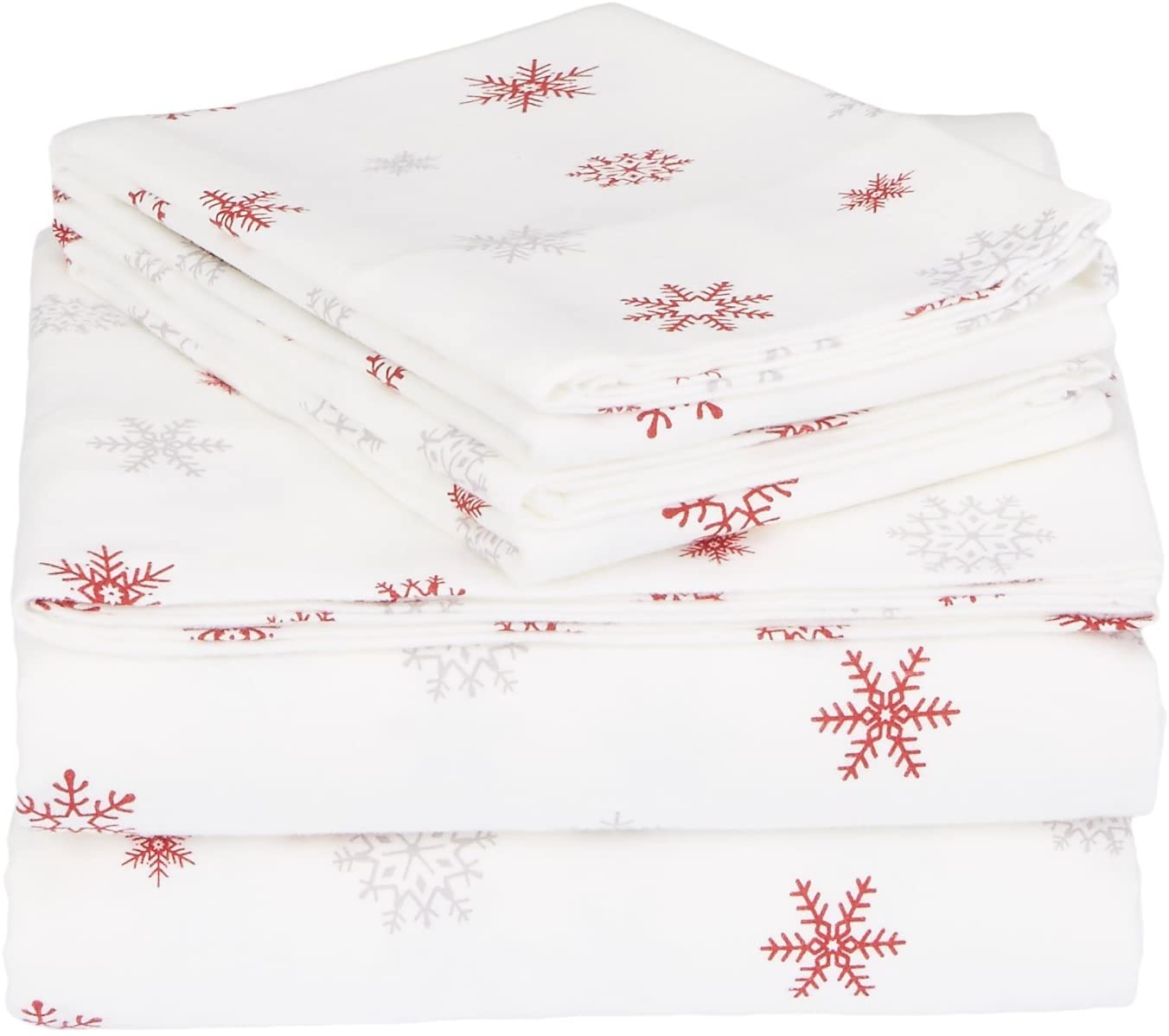 Price:$67.64 Brand – Pinzon Cotton Flannel Bed Sheet Set - California King, Falling Snowflake Merlot : Home & Kitchen