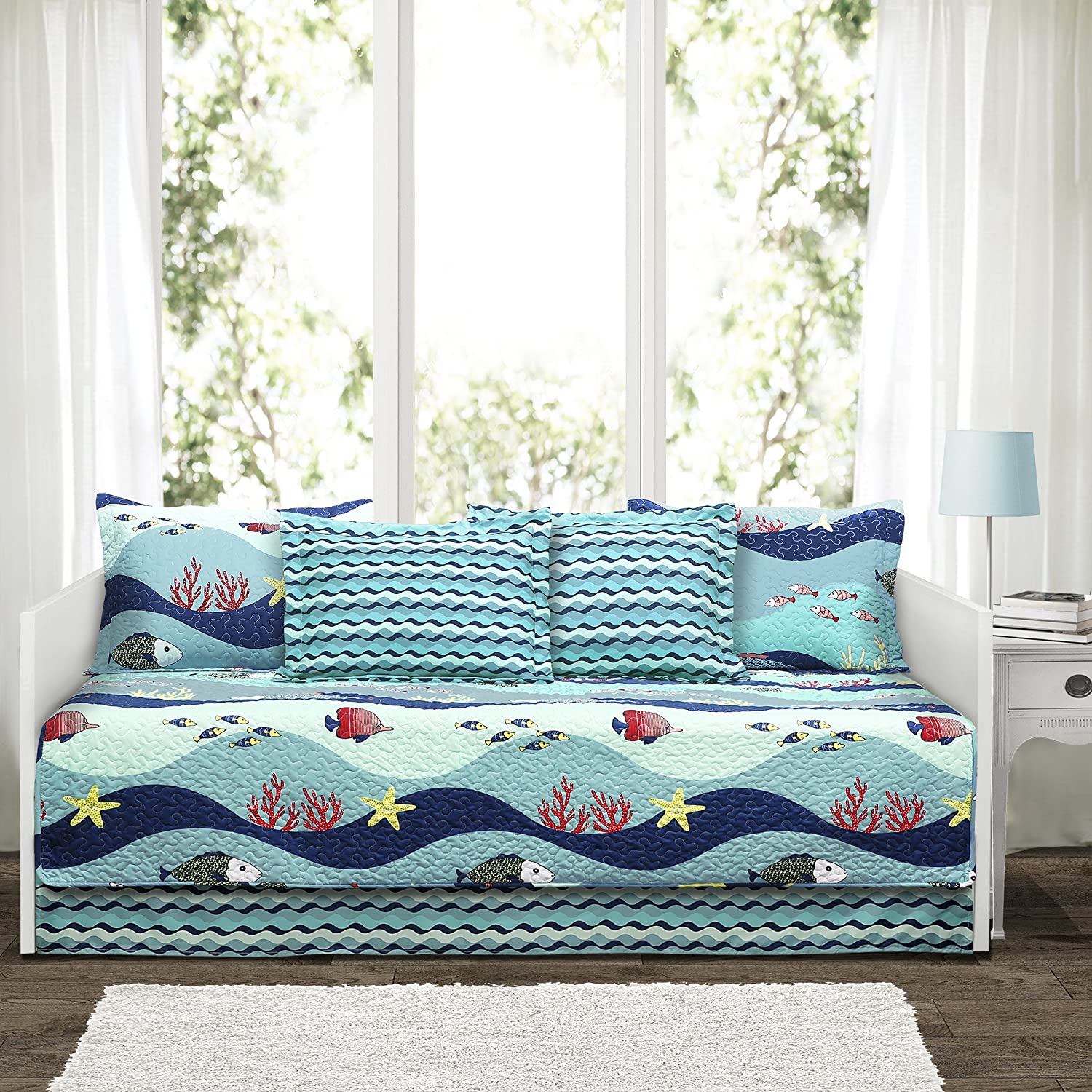 Price:$46.40 Decor Décor Sea Life 6 Piece Daybed Cover Set, Blue : Home & Kitchen