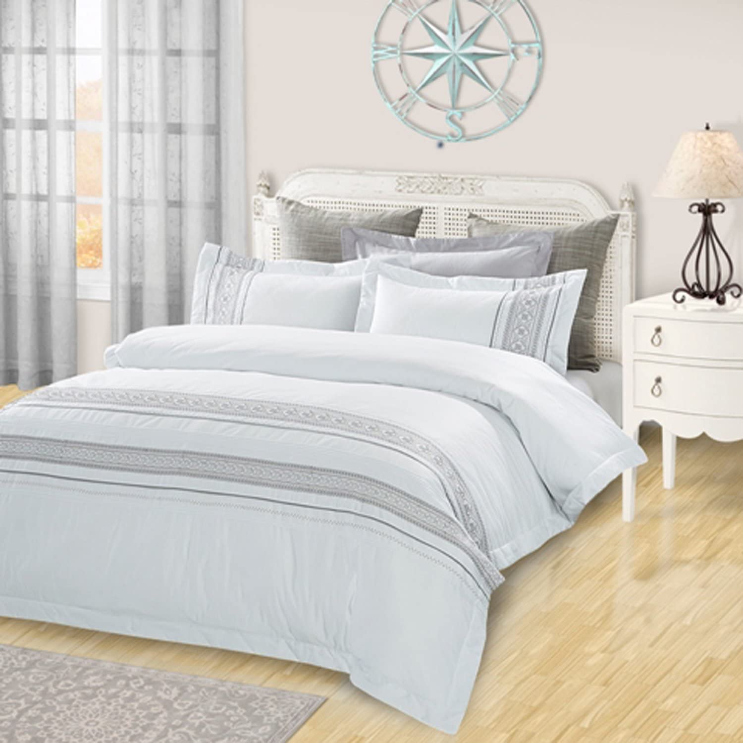 Price:$76.65 Burlington Embroidered Duvet Cover Set, Premium Long-Staple Cotton,King/Cal King : Home & Kitchen