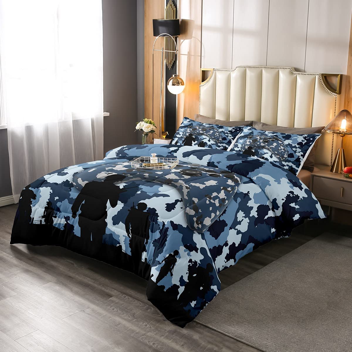 Price:$45.99 Camo Pattern Comforter Set Twin Size,Camouflage Gamepad Duvet Insert for Kid Teen Boys Girls Room Decor,Army Soldier Silhouette Quilted Duvet,Modern Gamer Quilt Cover with 1 Pillowcase : Home & Kitchen