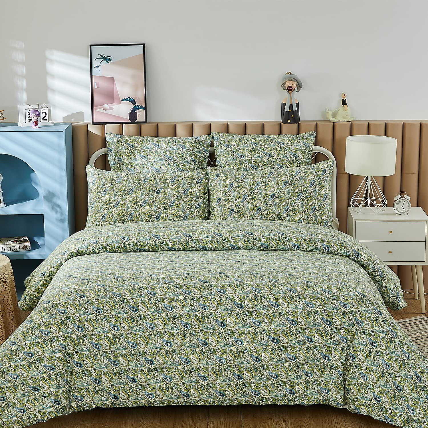 Price:$89.00 Paisley Bedding Duvet Cover Set Cotton 5 pcs Sets with 4 Pillow Cases Washed Cotton Twin : Home & Kitchen