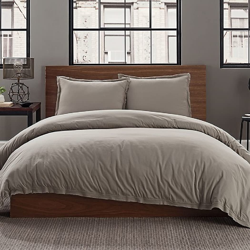 Price:$29.99 Washed Solid 2-Piece Twin/Twin XL Duvet Cover Set in Fog : Home & Kitchen