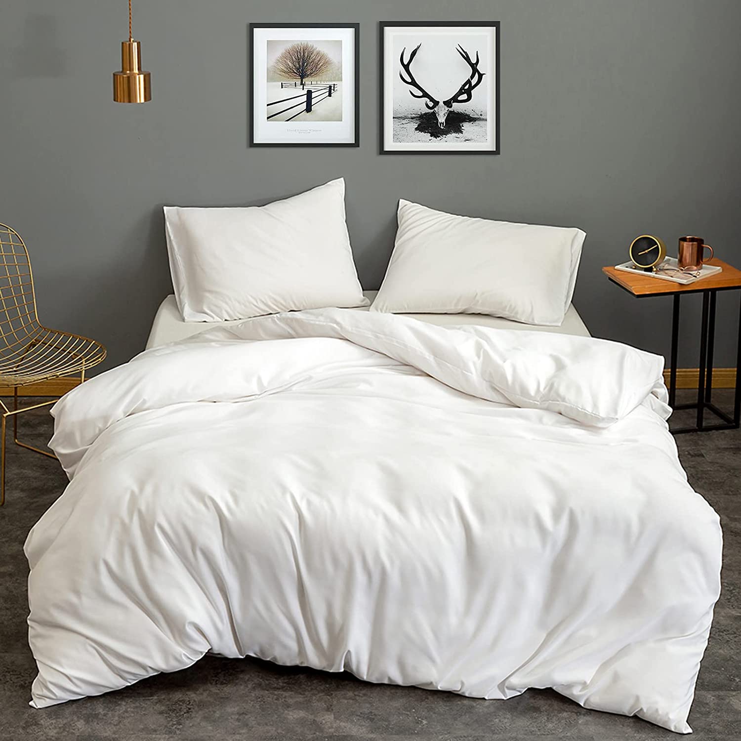 Price:$21.49 Essentials Duvet Cover Set 3 Pieces with Zipper Closure 100% Ultrasoft Skin-Friendly Washed Microfiber, Comforter Cover Set Duvet Cover and Pillowcases (Light Grey, Queen 90x90) : Home & Kitchen