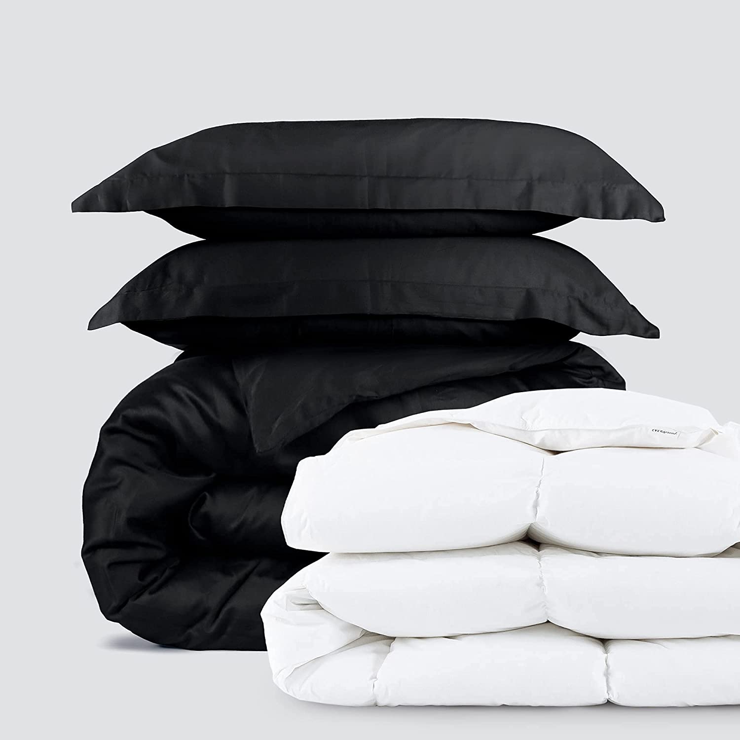 Price:$49.99 Ultimate Cotton Duvet Bundle - 3 Piece Duvet Set (Queen, Black) & Goose Down Comforter (Queen) : Home & Kitchen