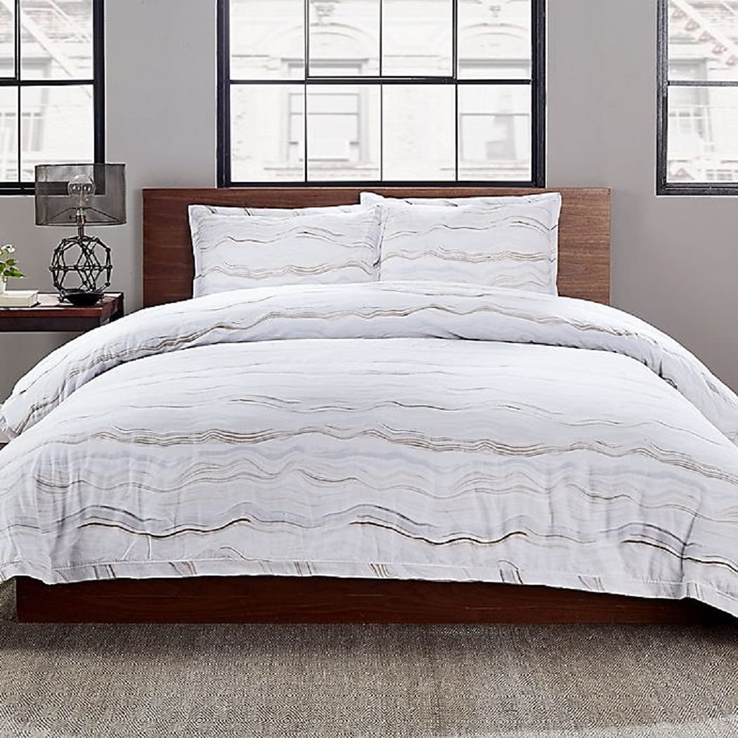 Price:$74.95 3-Piece Full/Queen Duvet Cover Set in Grey : Home & Kitchen