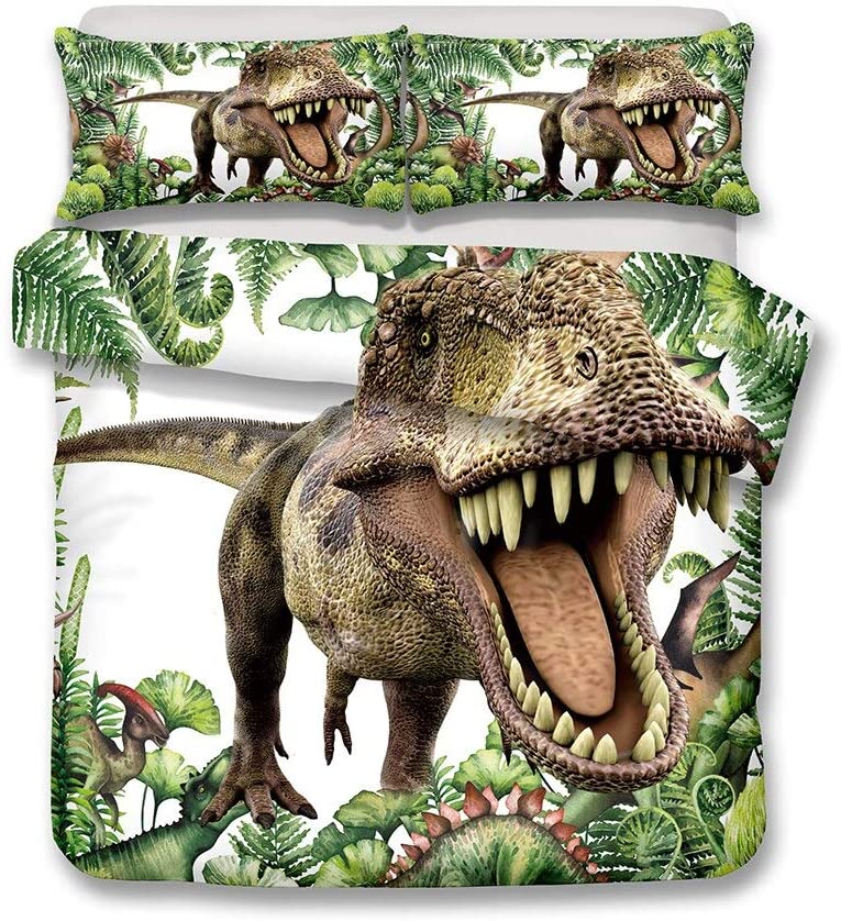 Price:$51.43 3D Bedding Set Dinosaur Print Queen Duvet Cover Set Bedclothes with Pillowcase Home Textiles for Children Twin King Quilt Cover (US Twin) : Home & Kitchen