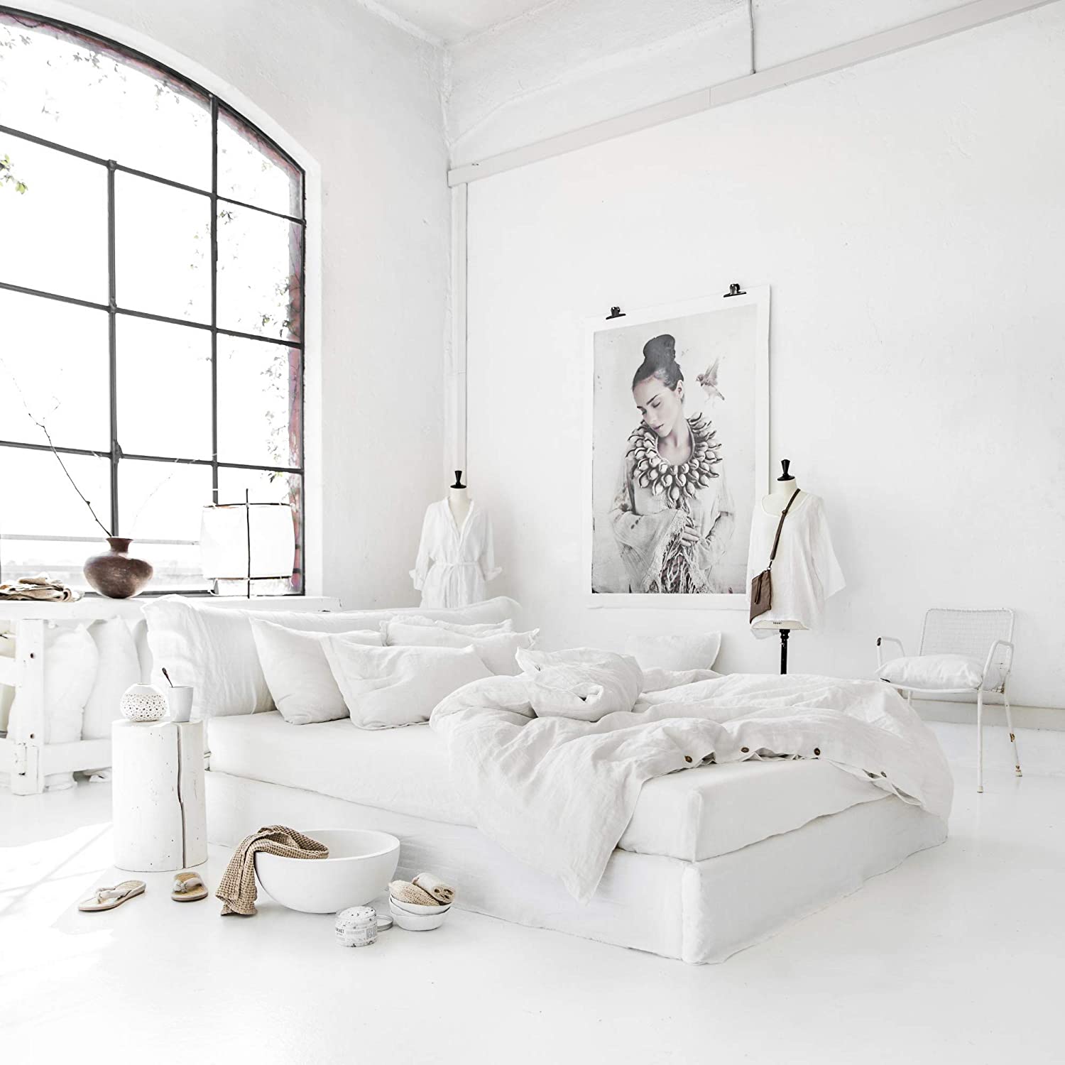 Price:$281.00 Linen Sheets Set - Sheets for Queen Size Bed - 4 Pieces Linen Bedding with Flat Sheet, Fitted Sheet and 2 Pillowcases - White Color - Queen Size : Home & Kitchen