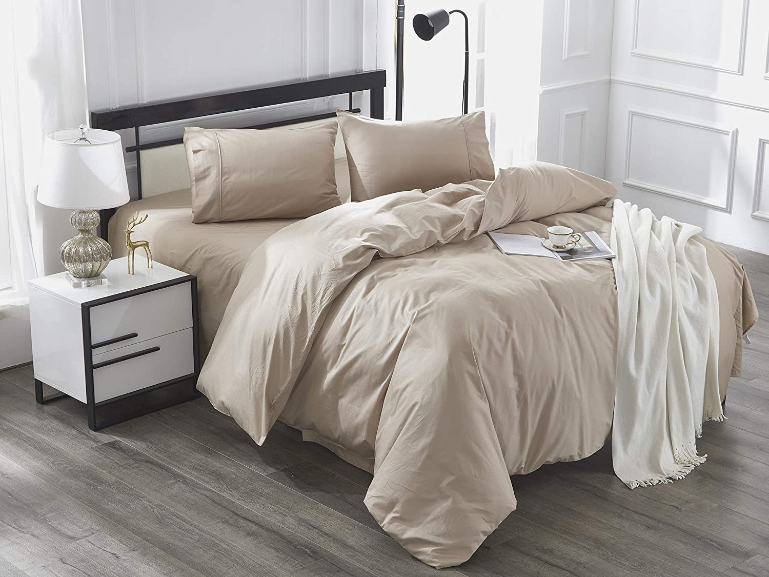 Price:$49.99 Cotton Duvet Cover Set Zippered Closure Including Pillowcases for King Size Bed in Bedroom(A-King) : Home & Kitchen