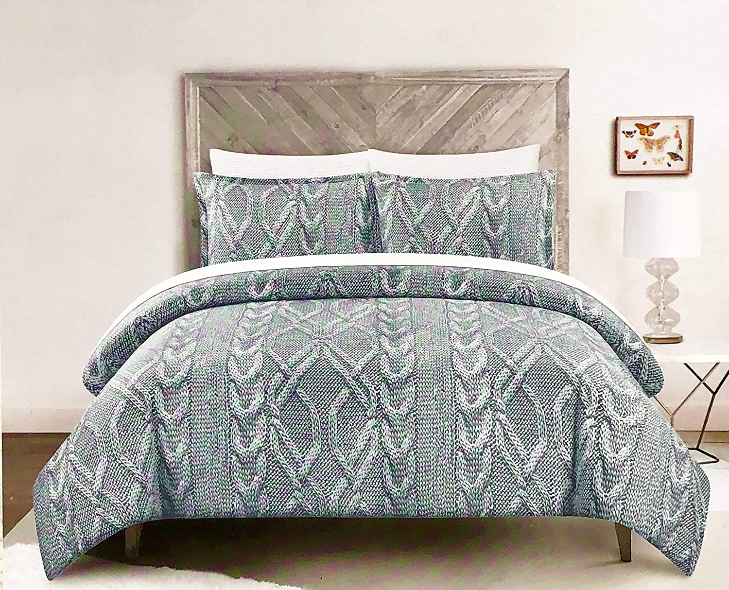 Price:$74.99 Home 3pc Duvet Cover Set Faux Knitted Yarn Sweater Printed Pattern in Shades of Gray (Full / Queen) : Home & Kitchen