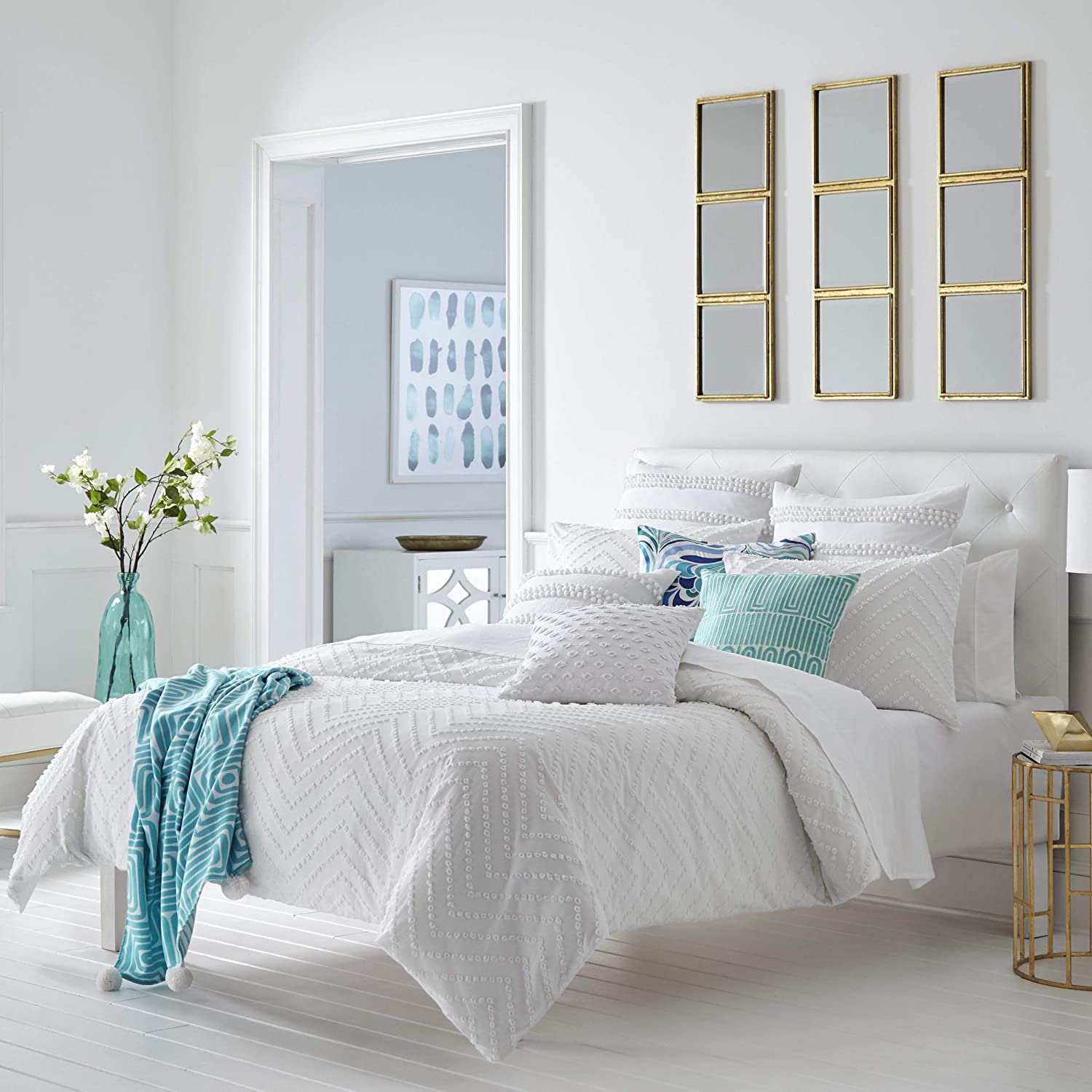 Price:$73.70 Turk Freya Duvet Cover Set, Queen, White : Home & Kitchen
