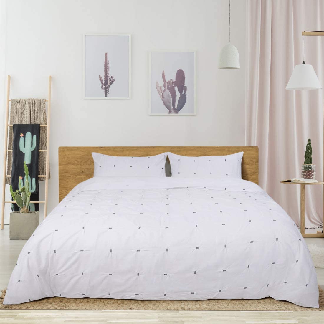 Price:$28.89 Duvet Cover Sets 3 Piece Pintuck Bedding Set,Microfiber Polyester Comforters Cover Bedding Set with Pillow Sham,Zipper Closure & Corner White Queen : Home & Kitchen