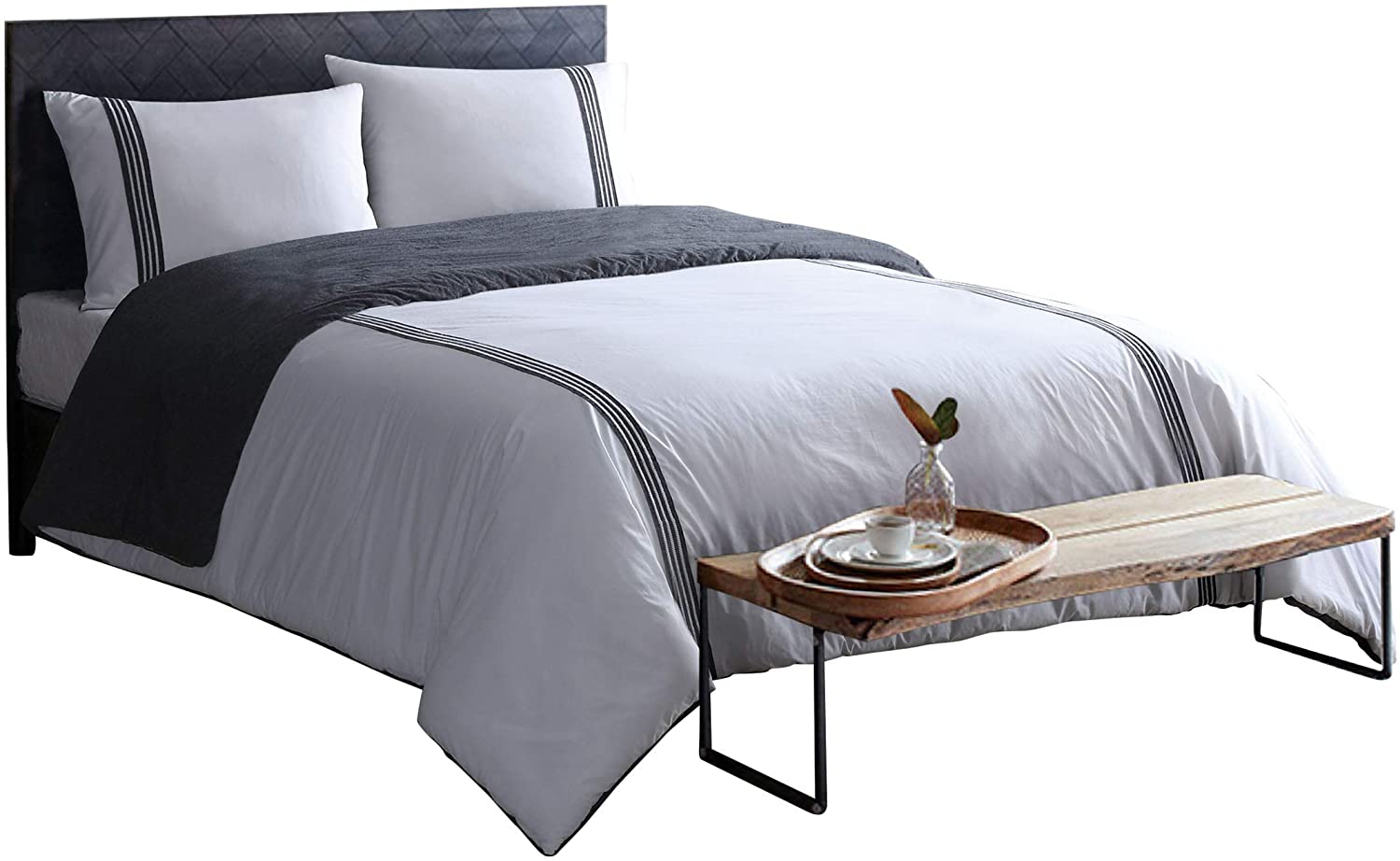 Price:$99.99 Connection Duvet Set, Queen, Platinum White : Home & Kitchen