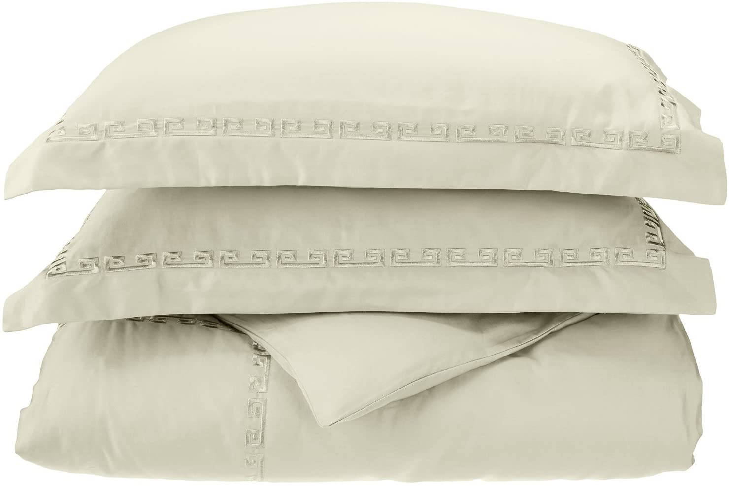 Price:$77.89 600 Thread Count Long-Staple Combed Cotton, Full/Queen Duvet Cover Set, Embroidery Greek Key Border, Sage : Home & Kitchen
